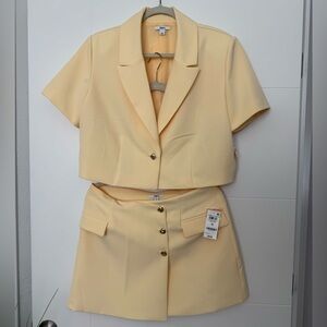 Bar III Butter Yellow Blazer and Mini Skirt Set